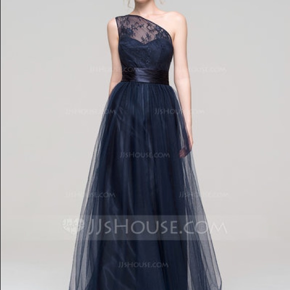 Navy Long Bridesmaid Formal Prom Dress, Size 18 - Picture 5 of 6